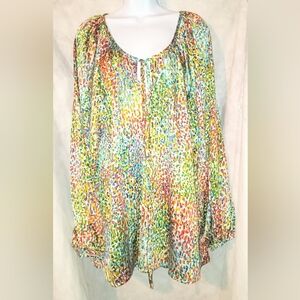 New Directions Rainbow Dots Blouse